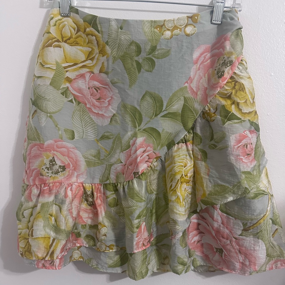 Express Floral Mini Skirt with ruffle